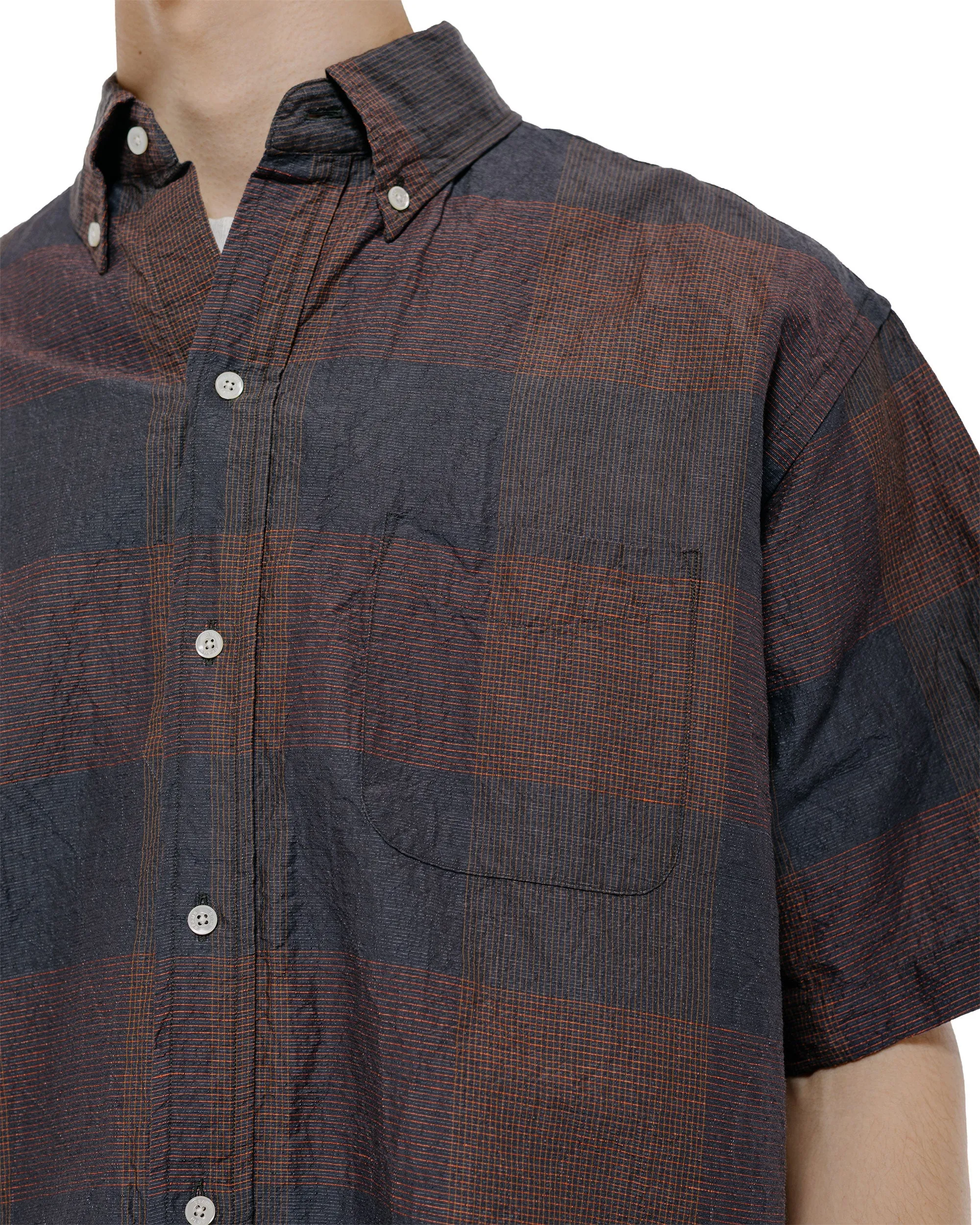 Beams Plus B.D. Classic Fit Cotton Linen Cord Check Navy/Pink sold by Lost & Found product image thumbnail 3