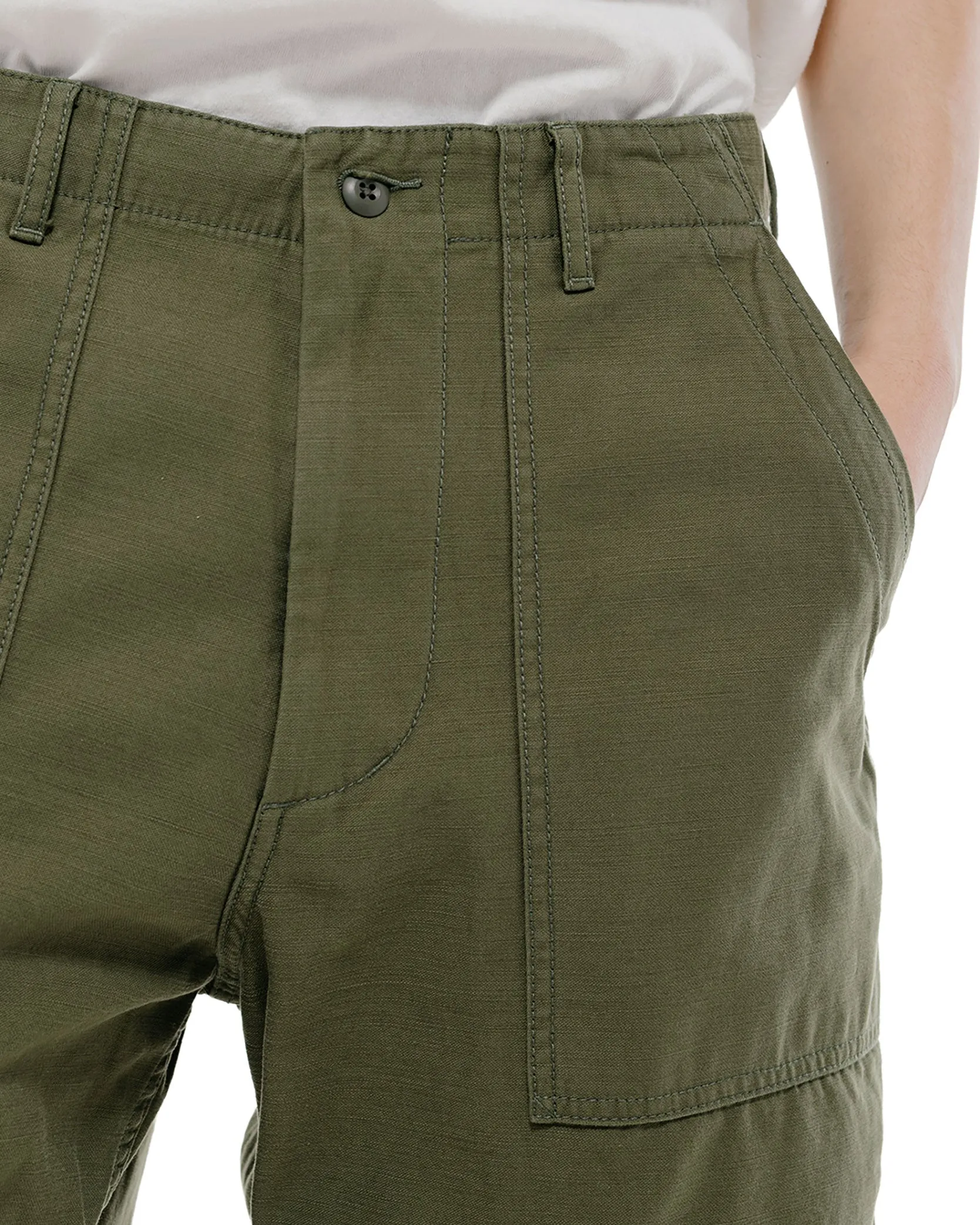 Beams Plus MIL Utility Shorts Reversed Sateen Olive Green sold by Lost & Found product image thumbnail 3
