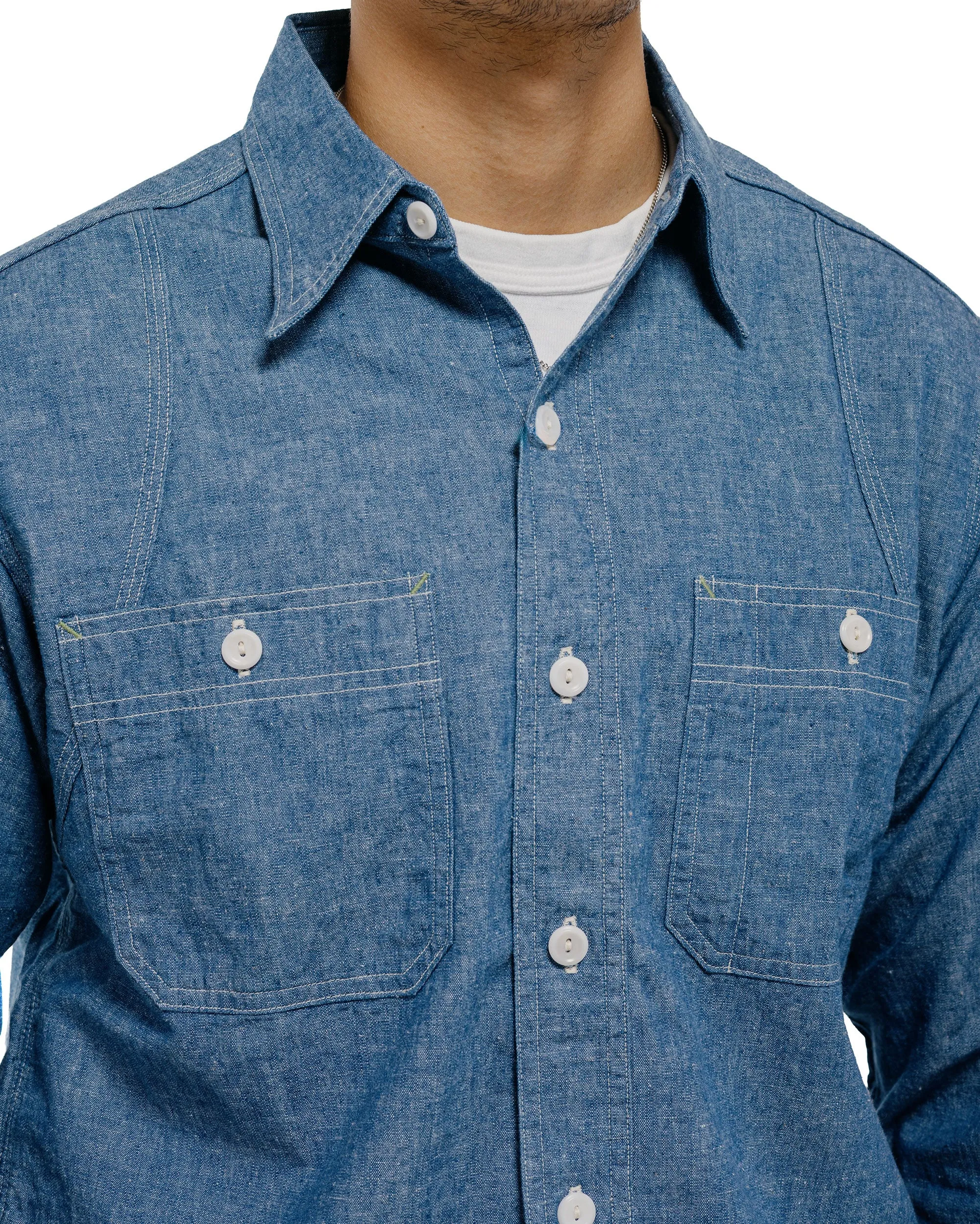 Warehouse Lot. 3064 Ventilation Triple Stitch Chambray Shirt Sax sold by Lost & Found product image thumbnail 3