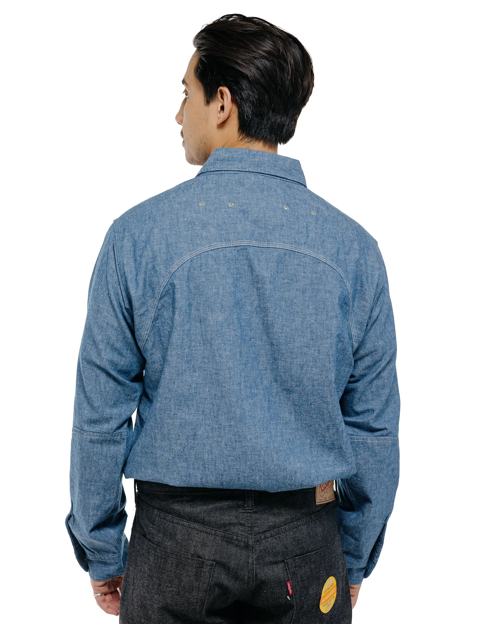 Warehouse Lot. 3064 Ventilation Triple Stitch Chambray Shirt Sax sold by Lost & Found product image thumbnail 4