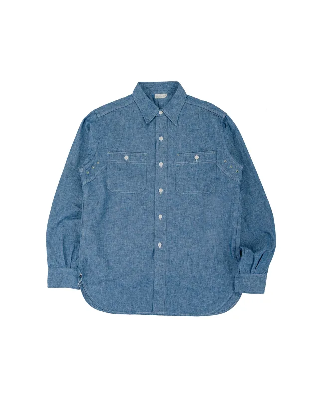 Warehouse Lot. 3064 Ventilation Triple Stitch Chambray Shirt Sax made by Warehouse
