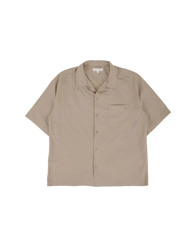 Merz B. Schwanen SHIRT09LP Unisex Short Sleeve Cotton Poplin Shirt Faded Grain made by Merz B. Schwanen