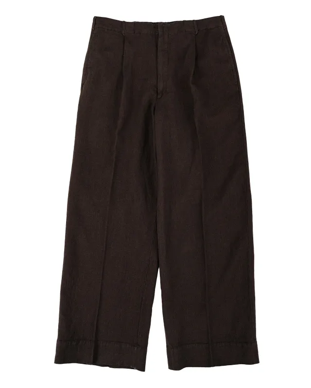 MotivMfg Mono Trousers Wool Linen Crepe/Espresso made by Lost & Found