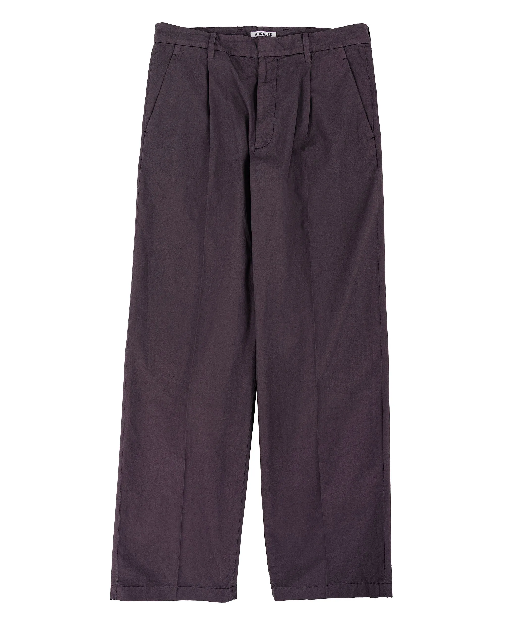 Auralee Garment Dyed Finx Shuttle Weather One-Tuck Slacks Dark Brown sold by Lost & Found