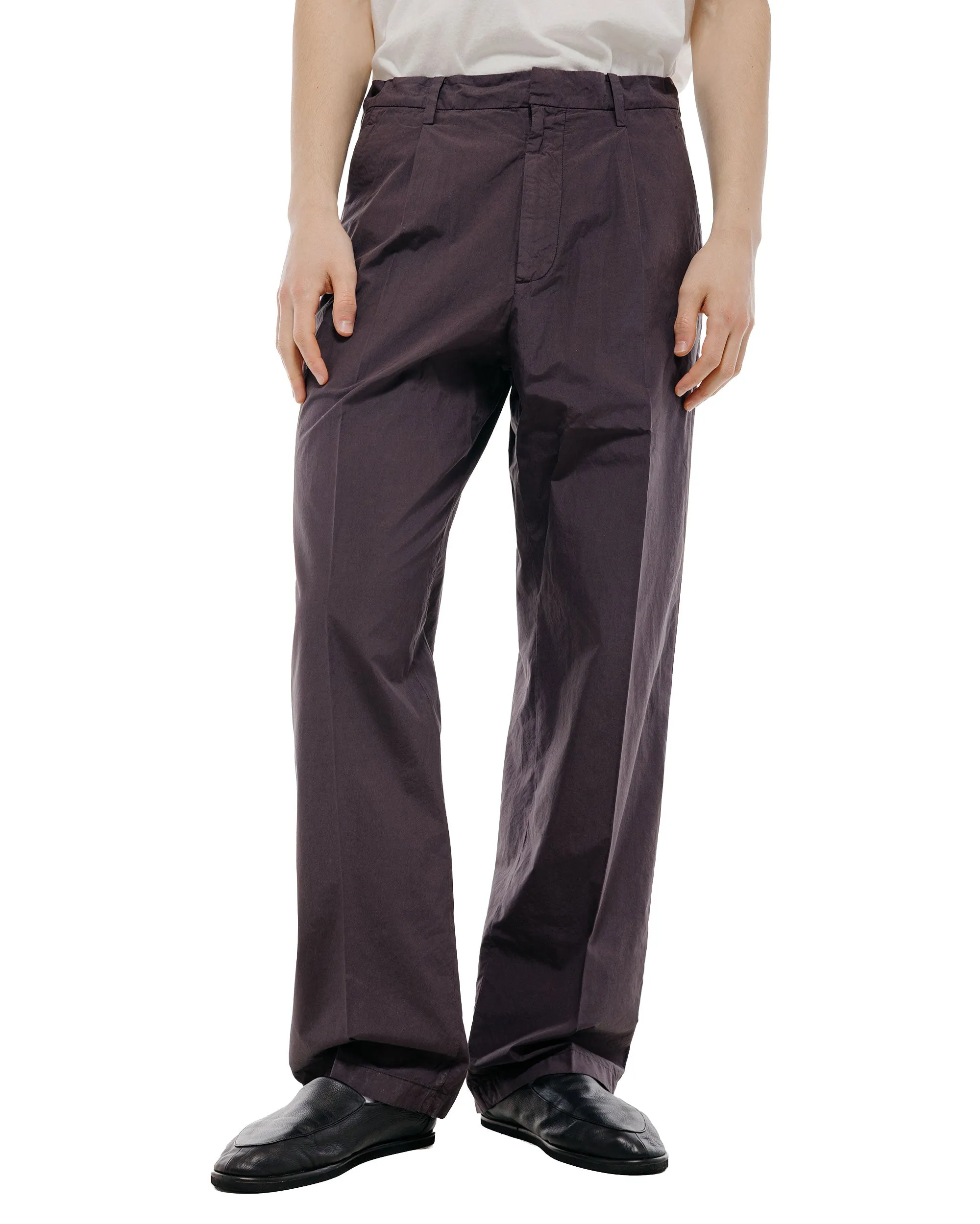 Auralee Garment Dyed Finx Shuttle Weather One-Tuck Slacks Dark Brown sold by Lost & Found product image thumbnail 2