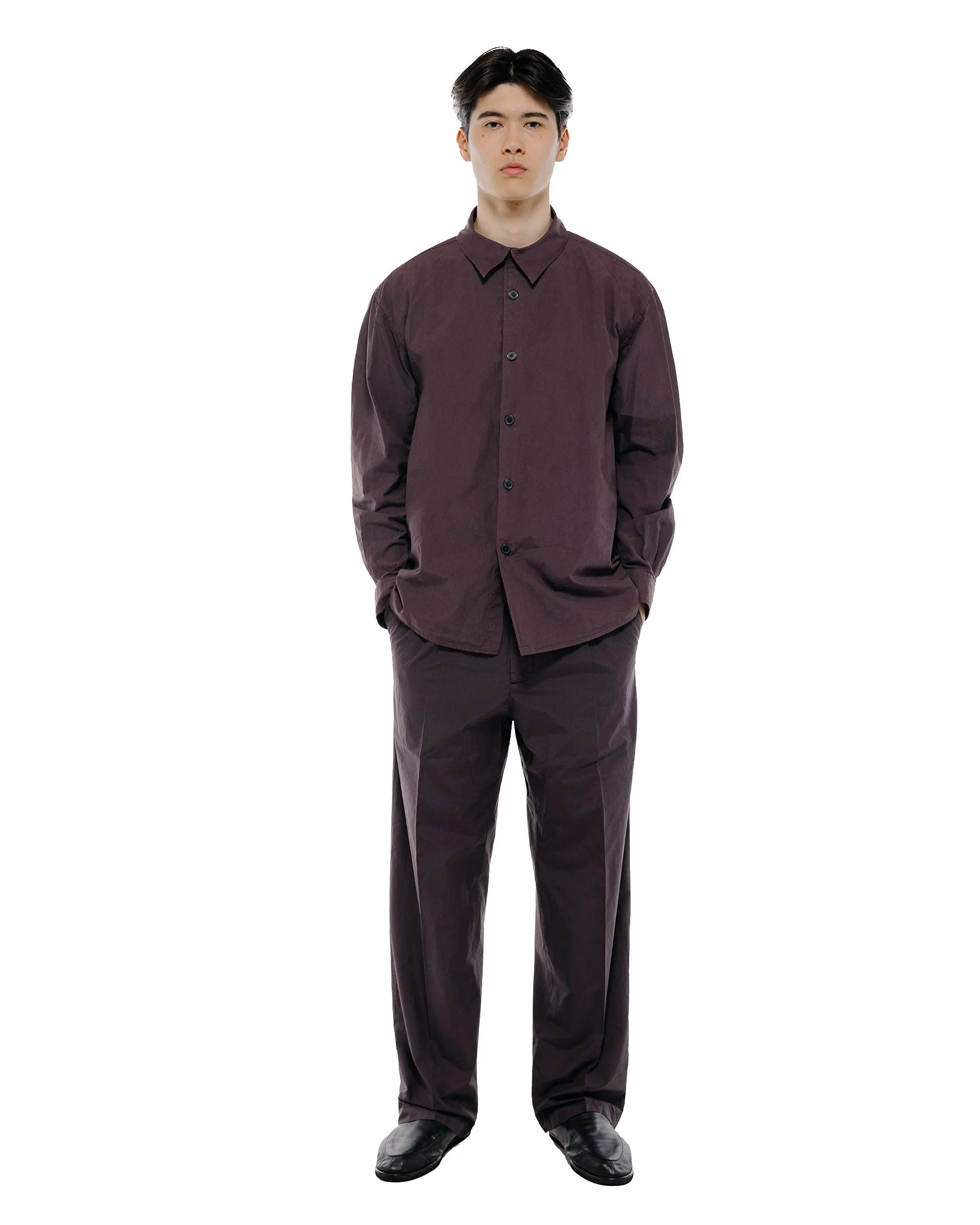 Auralee Garment Dyed Finx Shuttle Weather One-Tuck Slacks Dark Brown sold by Lost & Found product image thumbnail 5