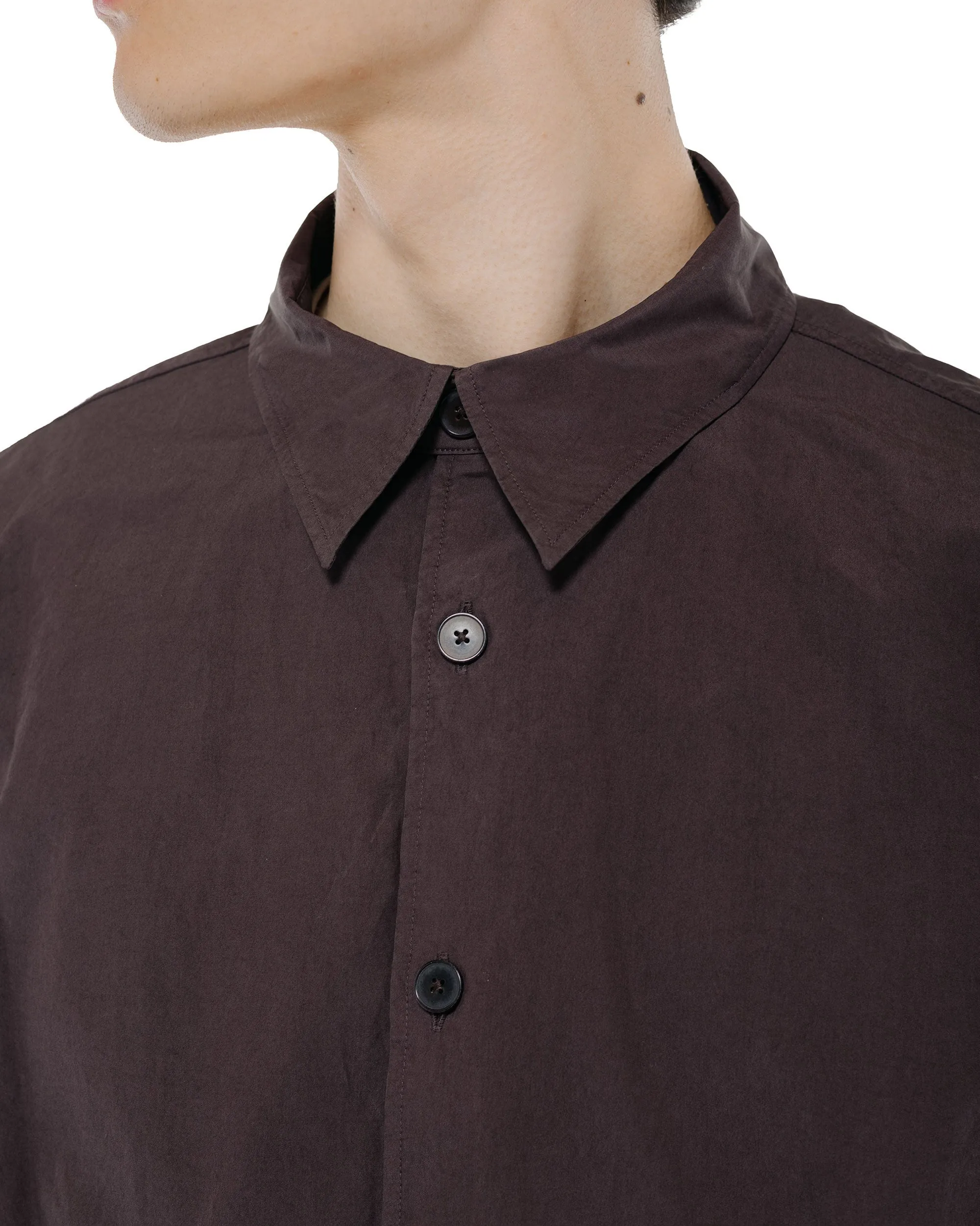 Auralee Garment Dyed Finx Shuttle Weather Shirt Dark Brown sold by Lost & Found product image thumbnail 3