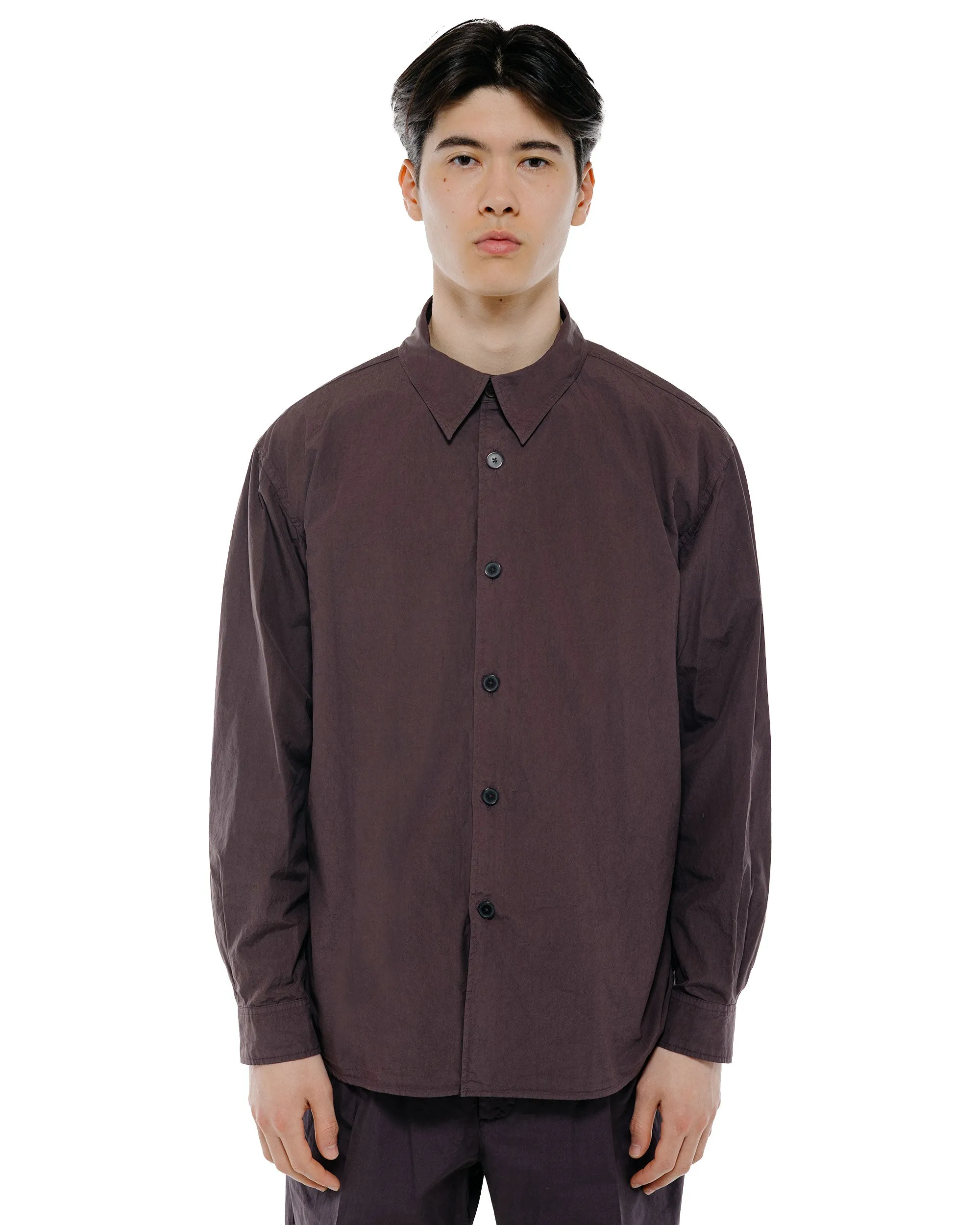Auralee Garment Dyed Finx Shuttle Weather Shirt Dark Brown sold by Lost & Found product image thumbnail 2