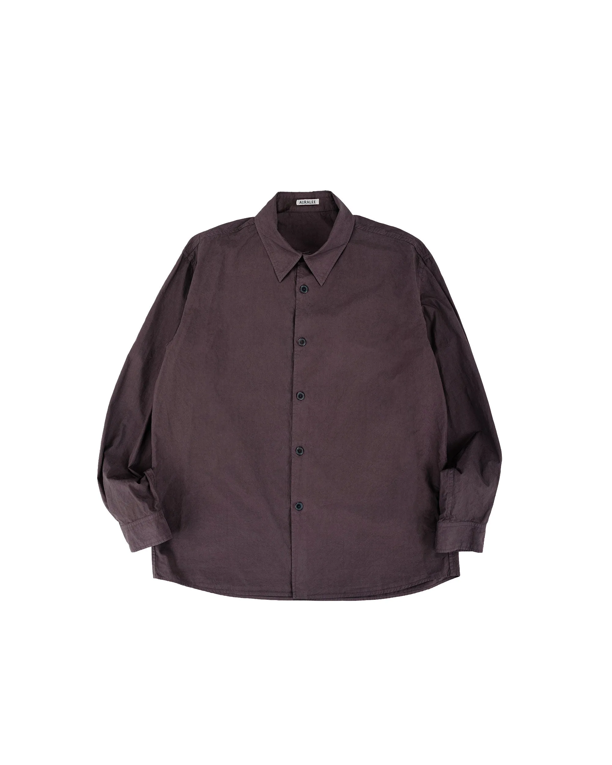 Auralee Garment Dyed Finx Shuttle Weather Shirt Dark Brown sold by Lost & Found