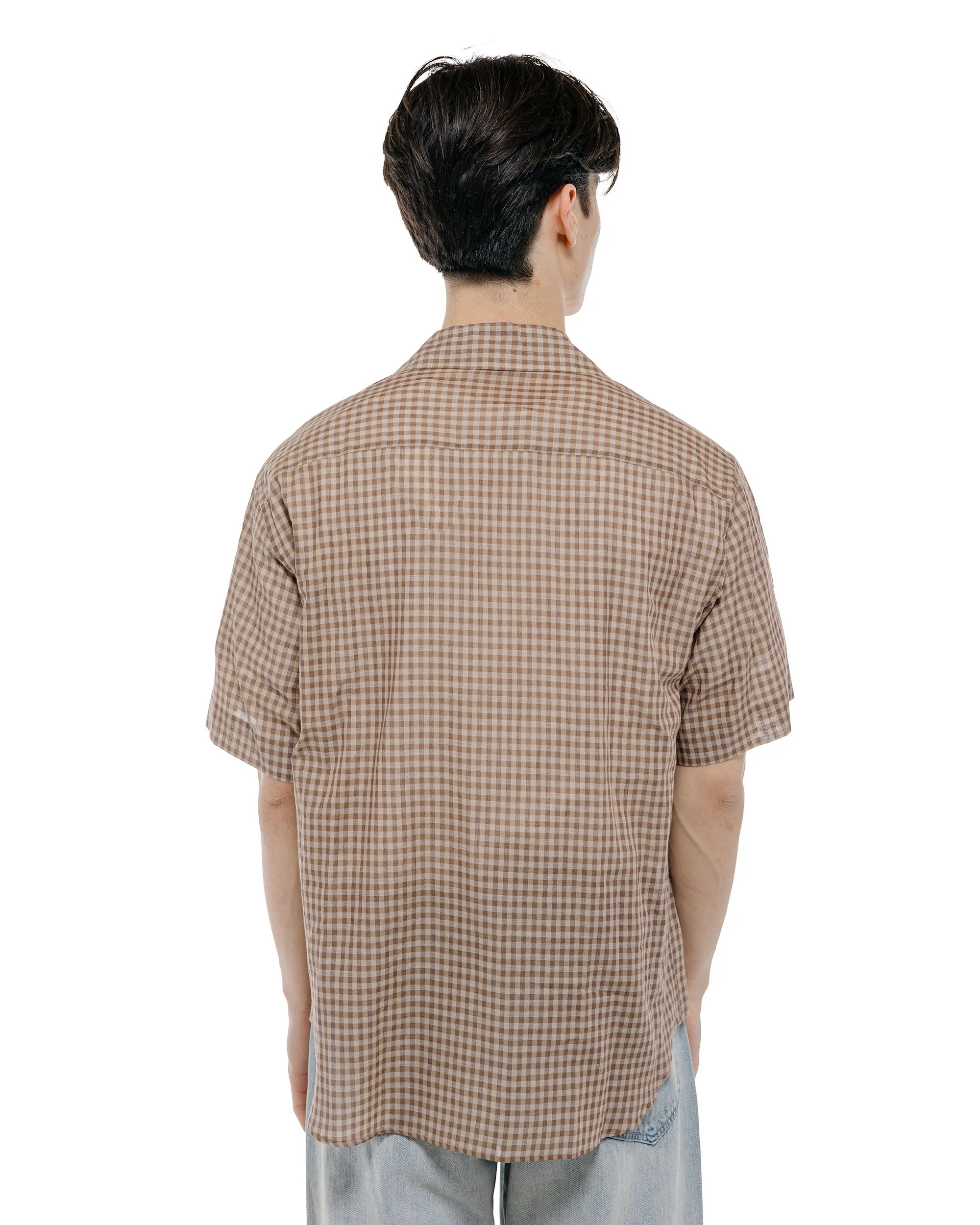 Auralee Airy Light Cotton Check Half Sleeved Shirt Brown Gingham Check sold by Lost & Found product image thumbnail 4