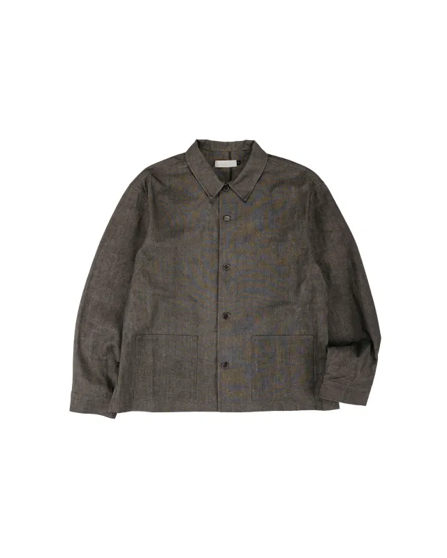 Amomento Linen Pocket Jacket Brown made by Amomento