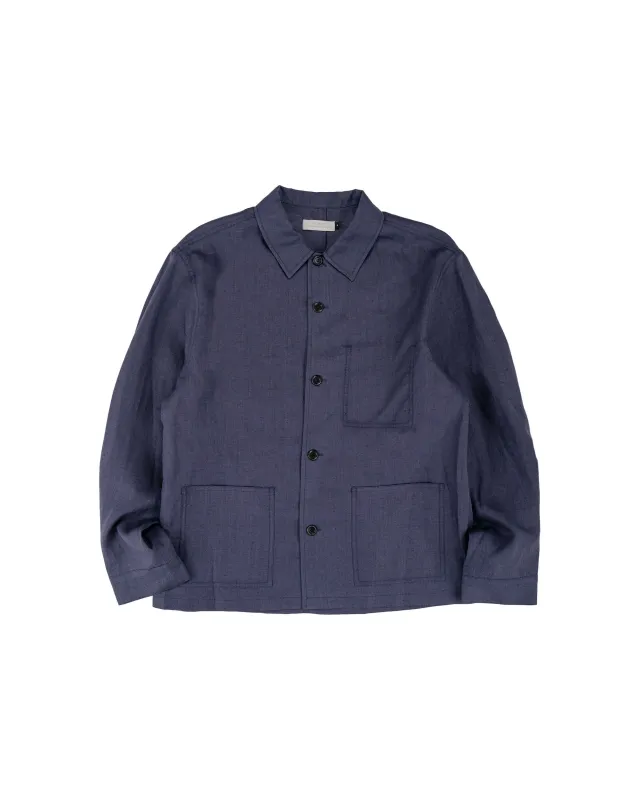 Amomento Linen Pocket Jacket Blue made by Amomento