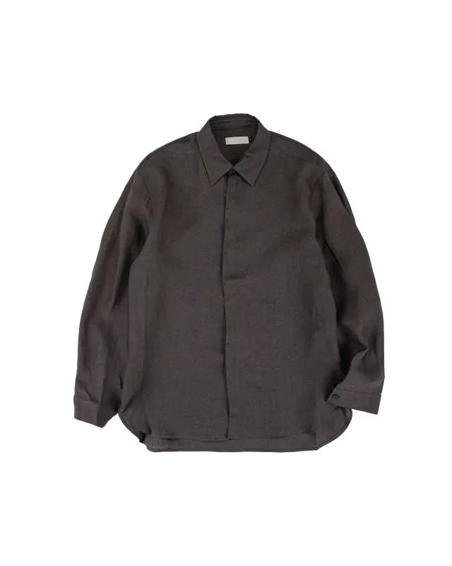 Amomento Linen Oversized Shirt Khaki Grey made by Amomento