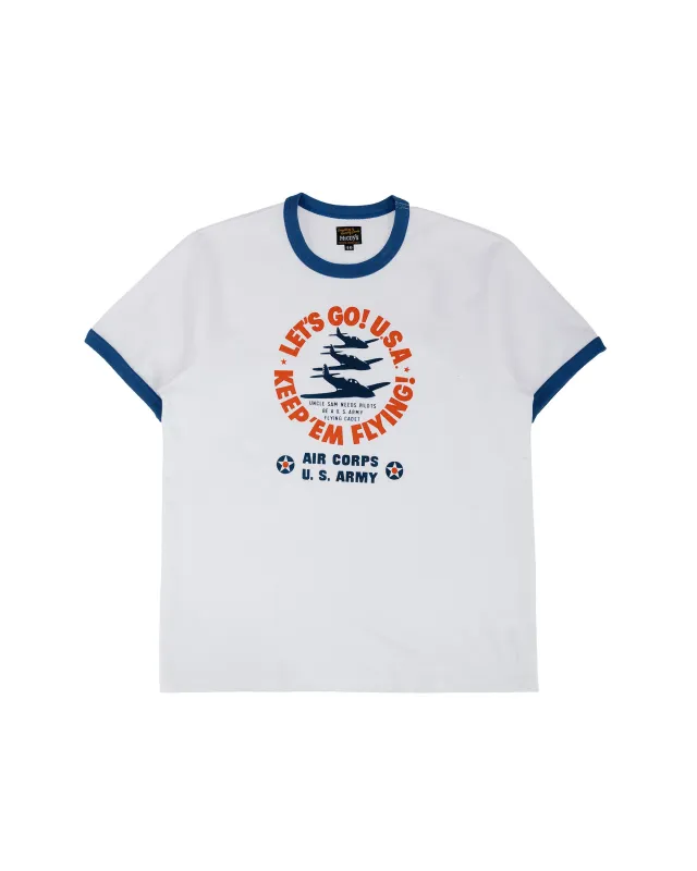 The Real McCoy's MC26012 Military Tee / Keep Em' Flying White/Blue made by The Real McCoy's