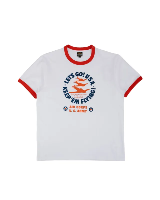 The Real McCoy's MC26012 Military Tee / Keep Em' Flying White/Red made by The Real McCoy's