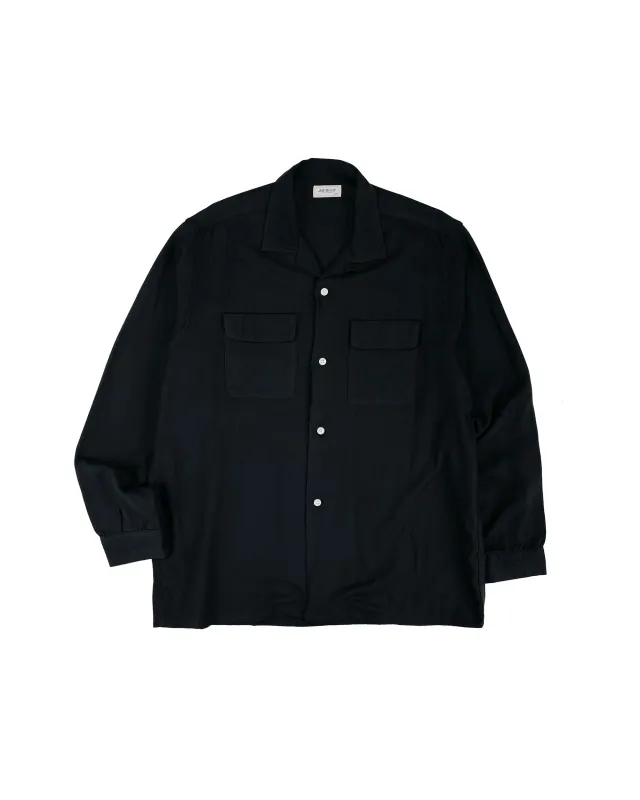 The Real McCoy's MS26008 Open Collar Rayon Shirt Black made by The Real McCoy's