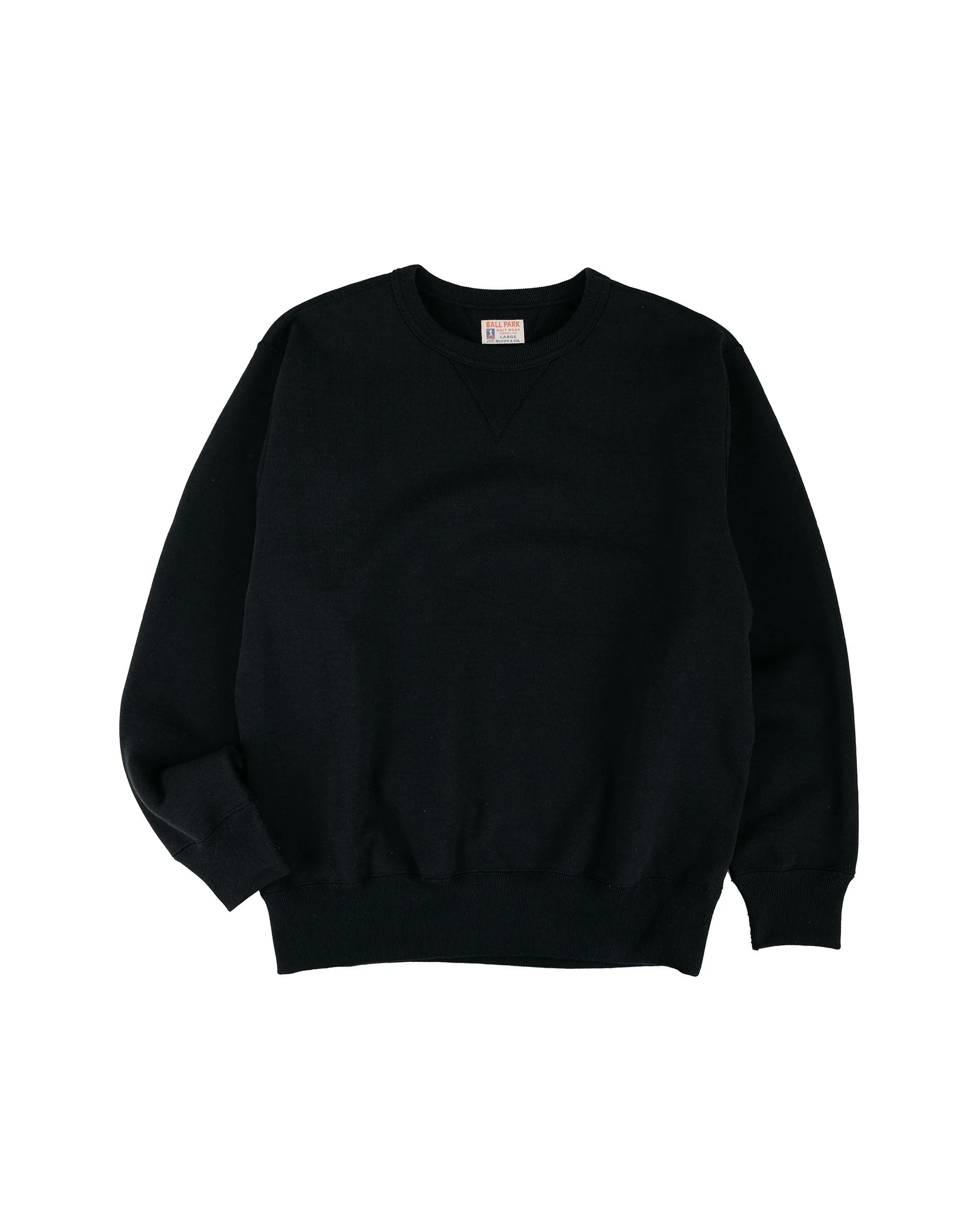 The Real McCoy's MC25104 12oz. Ball Park Crewneck Sweatshirt Black sold by Lost & Found