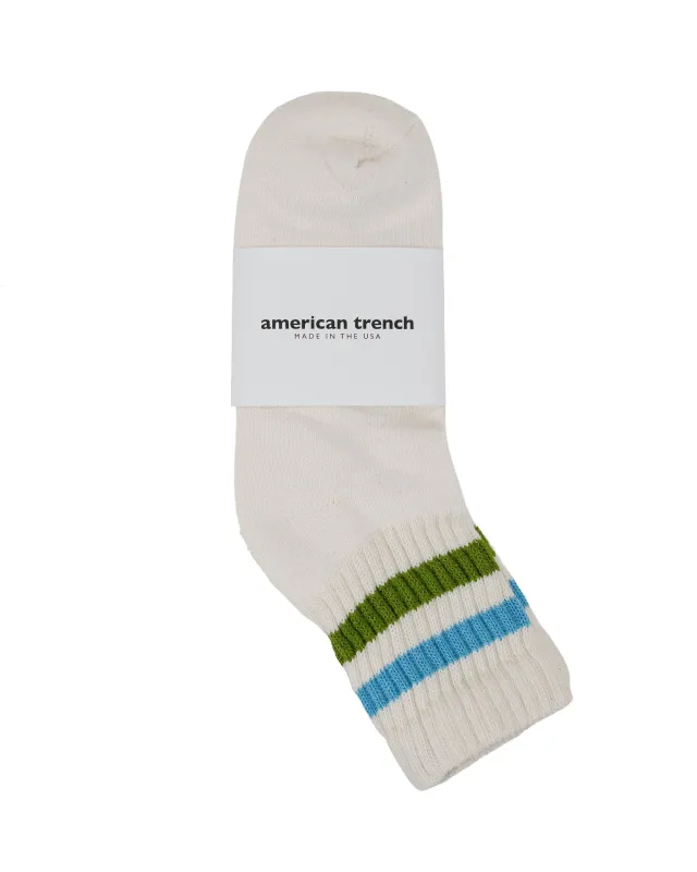 American Trench The Retro Stripe Quarter Crew Col. Blue/Chive made by American Trench