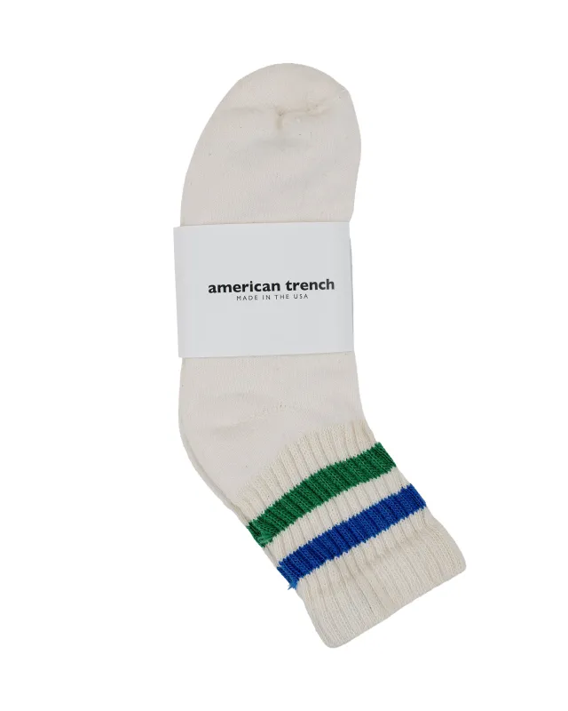American Trench The Retro Stripe Quarter Crew Kelly Green/Royal made by American Trench