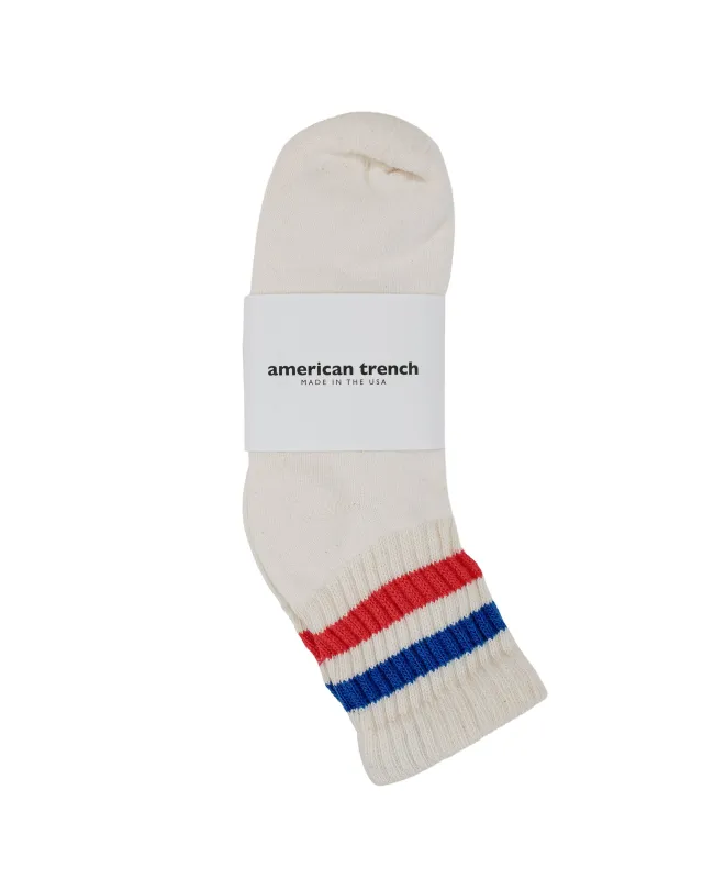 American Trench The Retro Stripe Quarter Crew Royal/Red made by American Trench