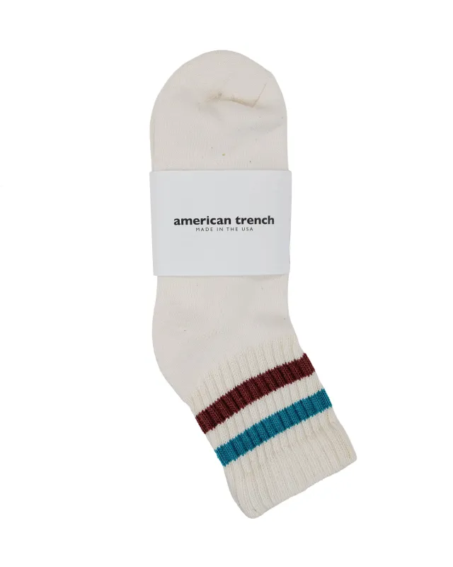 American Trench The Retro Stripe Quarter Crew Teal/Berry made by American Trench