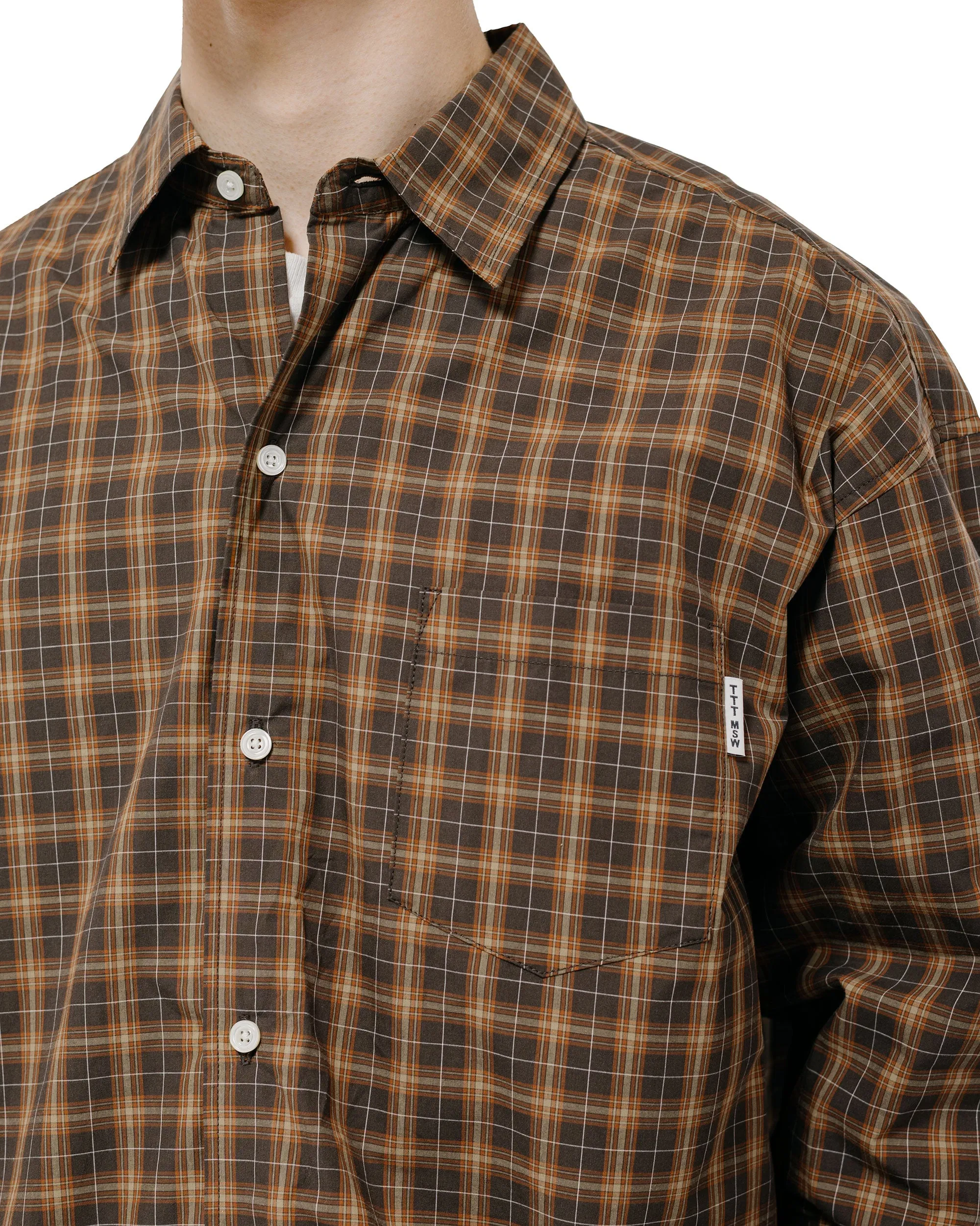 TTT MSW Regular Collar Shirt Brown Check sold by Lost & Found product image thumbnail 3