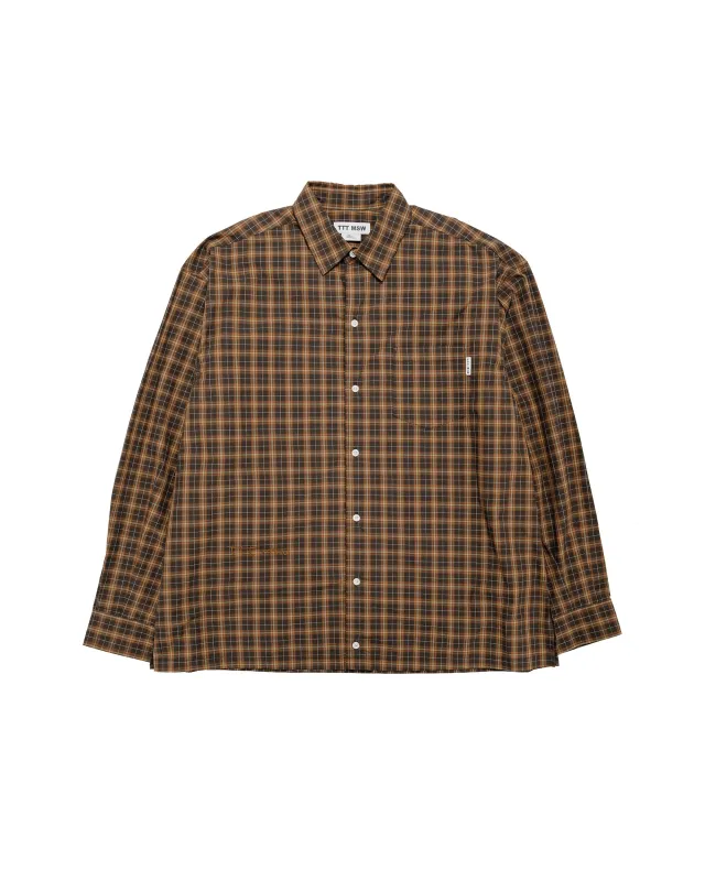 TTT MSW Regular Collar Shirt Brown Check made by Lost & Found