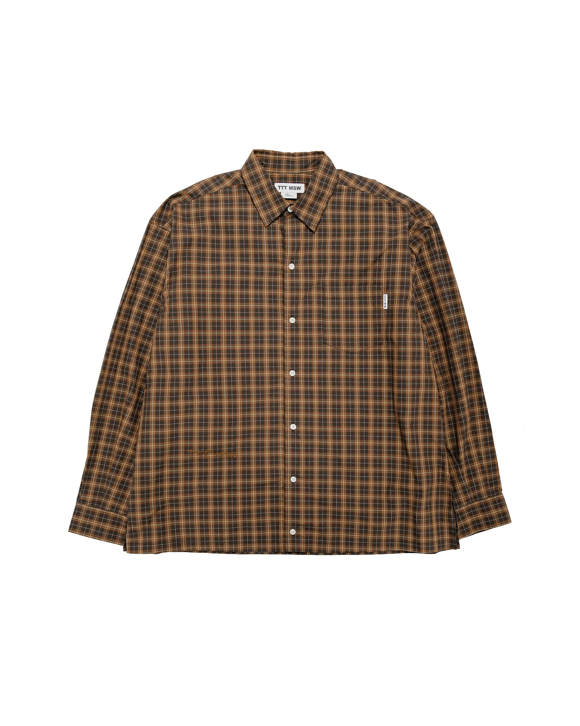 TTT MSW Regular Collar Shirt Brown Check sold by Lost & Found