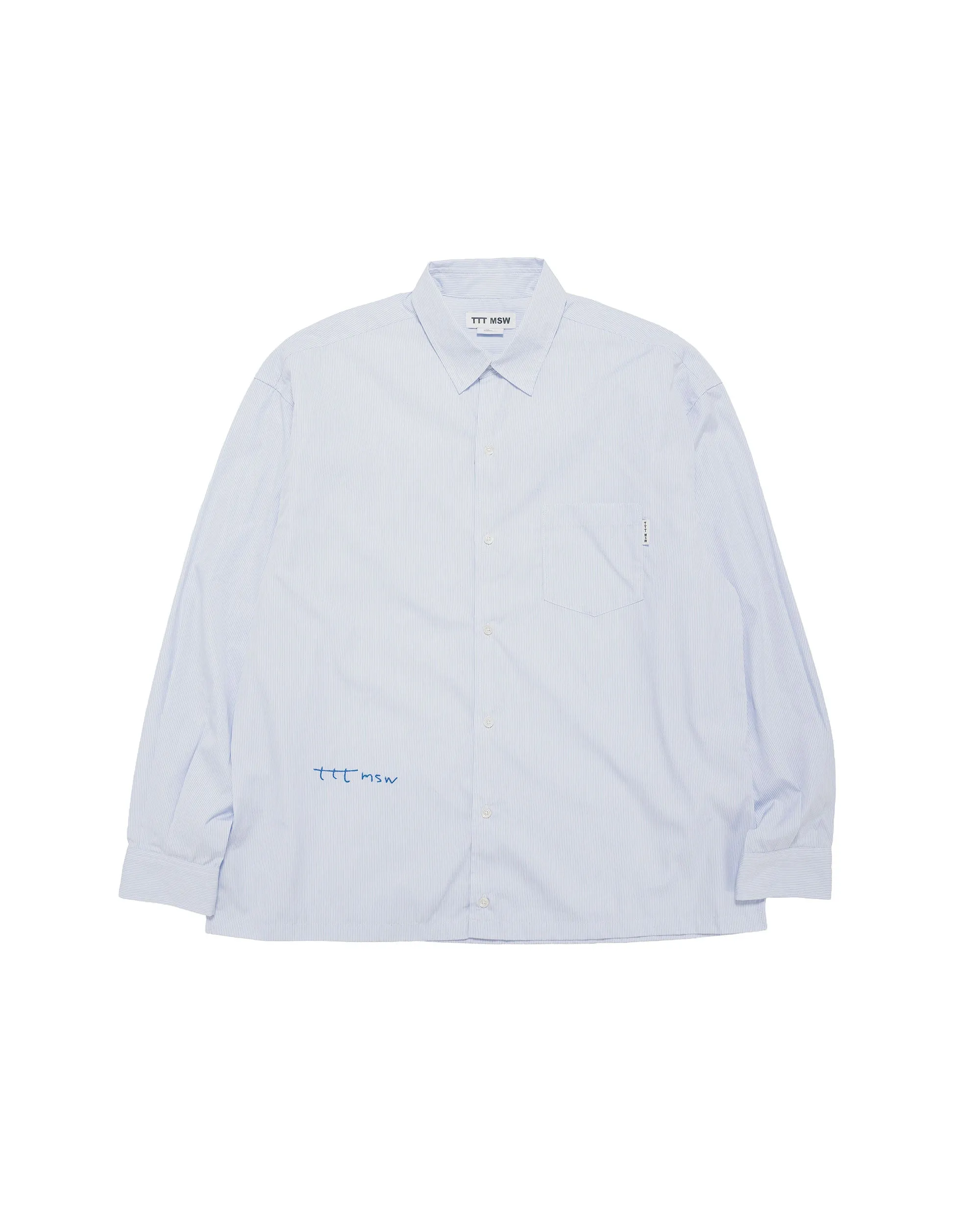 TTT MSW Regular Collar Shirt White Stripe sold by Lost & Found