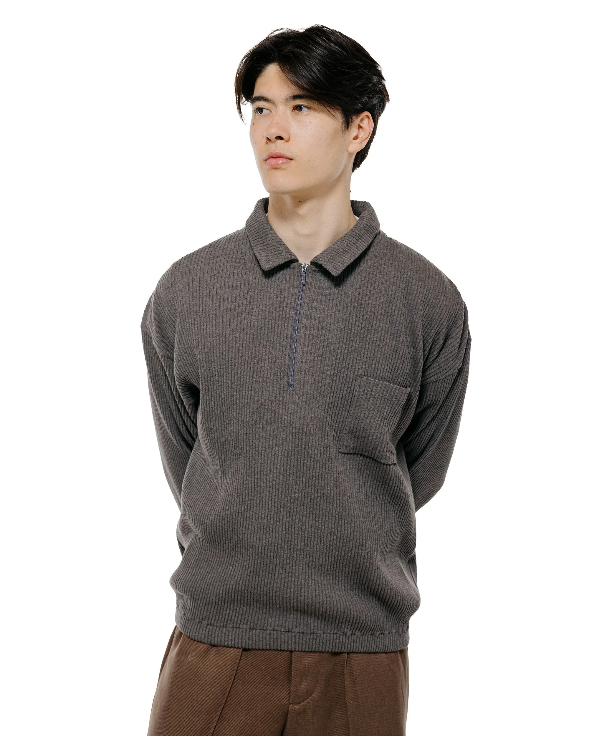 Old Joe Quater Zip Cotton Yak Ribed Shirts Graphite sold by Lost & Found product image thumbnail 2