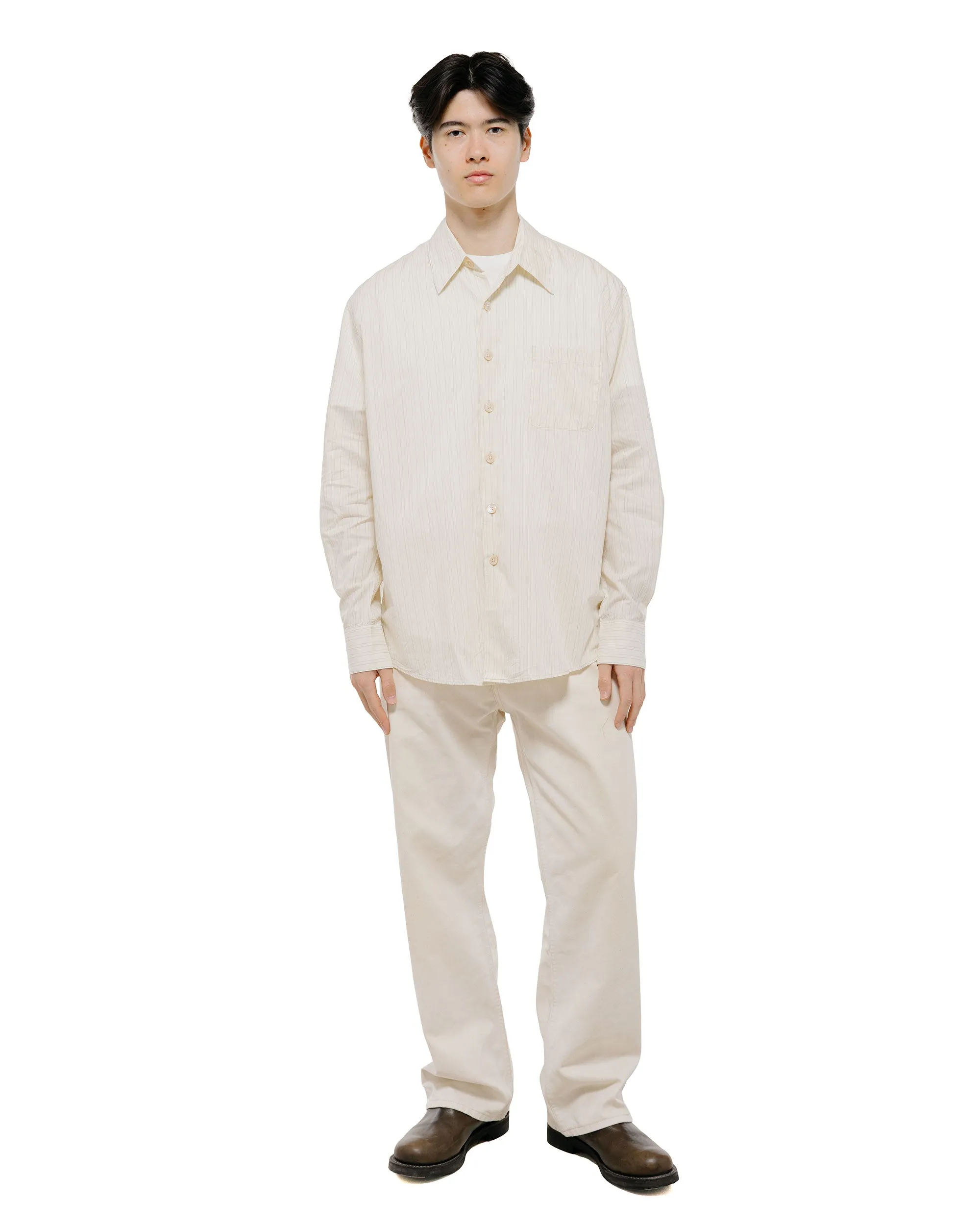 Our Legacy Above Shirt Faded Bone Windstripe Lyocell sold by Lost & Found product image thumbnail 5