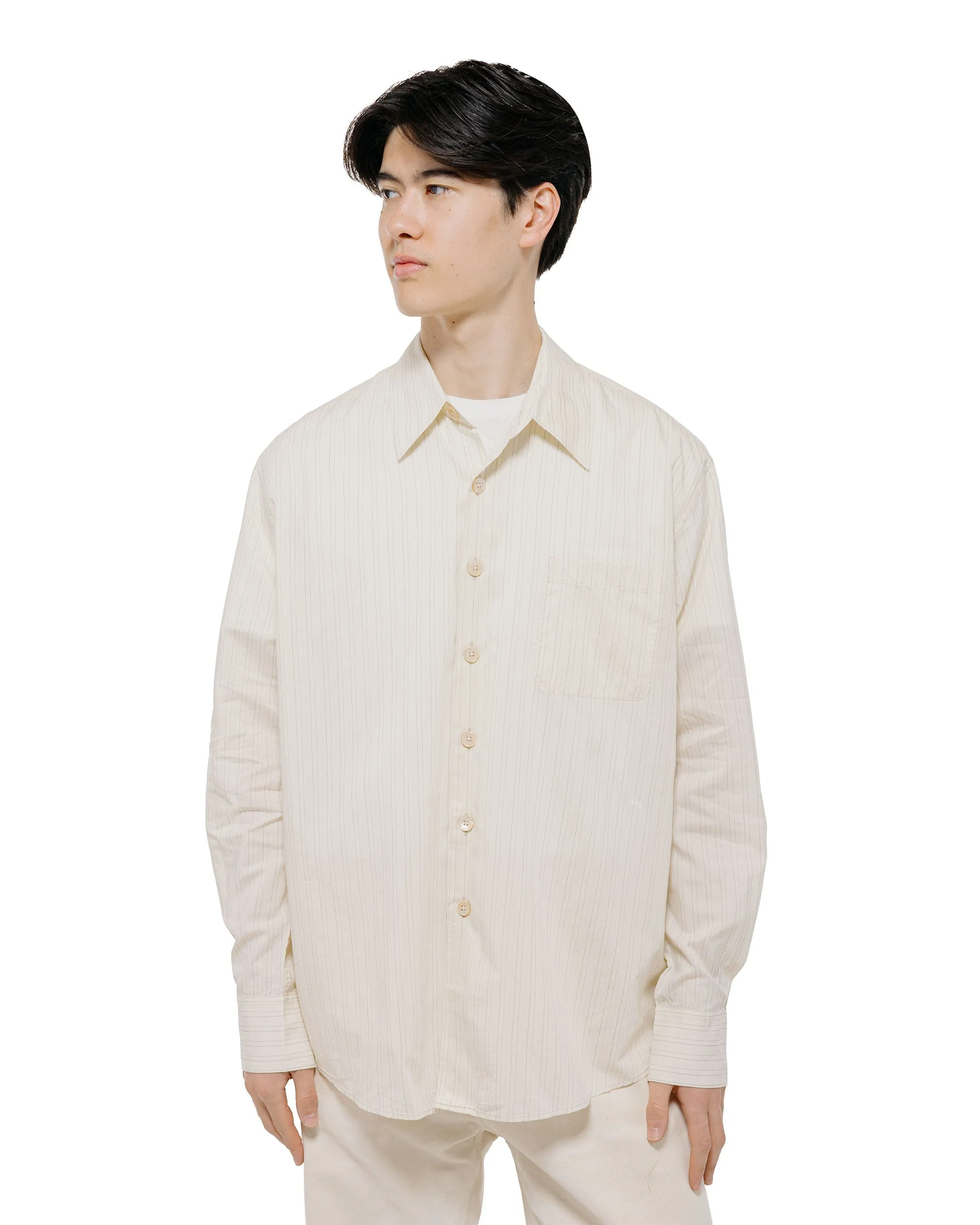 Our Legacy Above Shirt Faded Bone Windstripe Lyocell sold by Lost & Found product image thumbnail 2