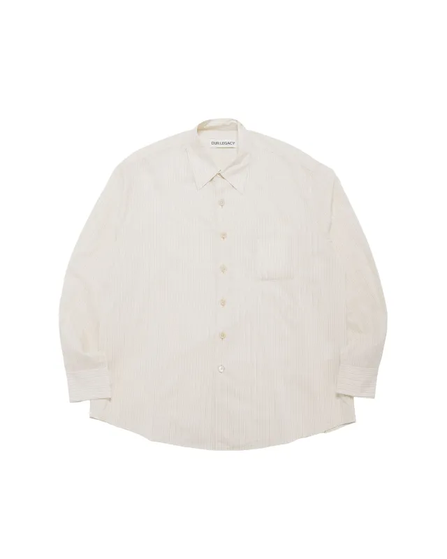 Our Legacy Above Shirt Faded Bone Windstripe Lyocell made by Our Legacy