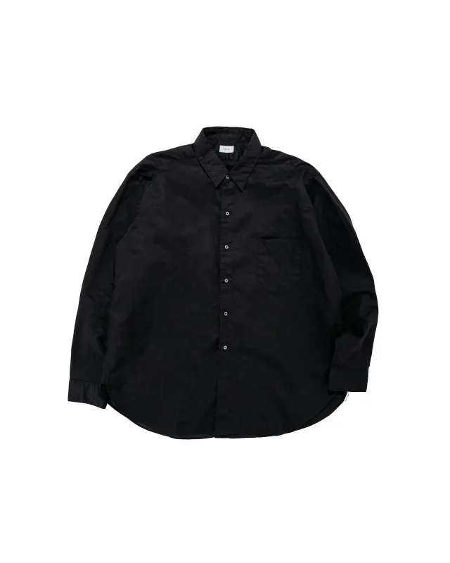 CIOTA Regular Collar Shirt Cotton/Linen Black made by Ciota
