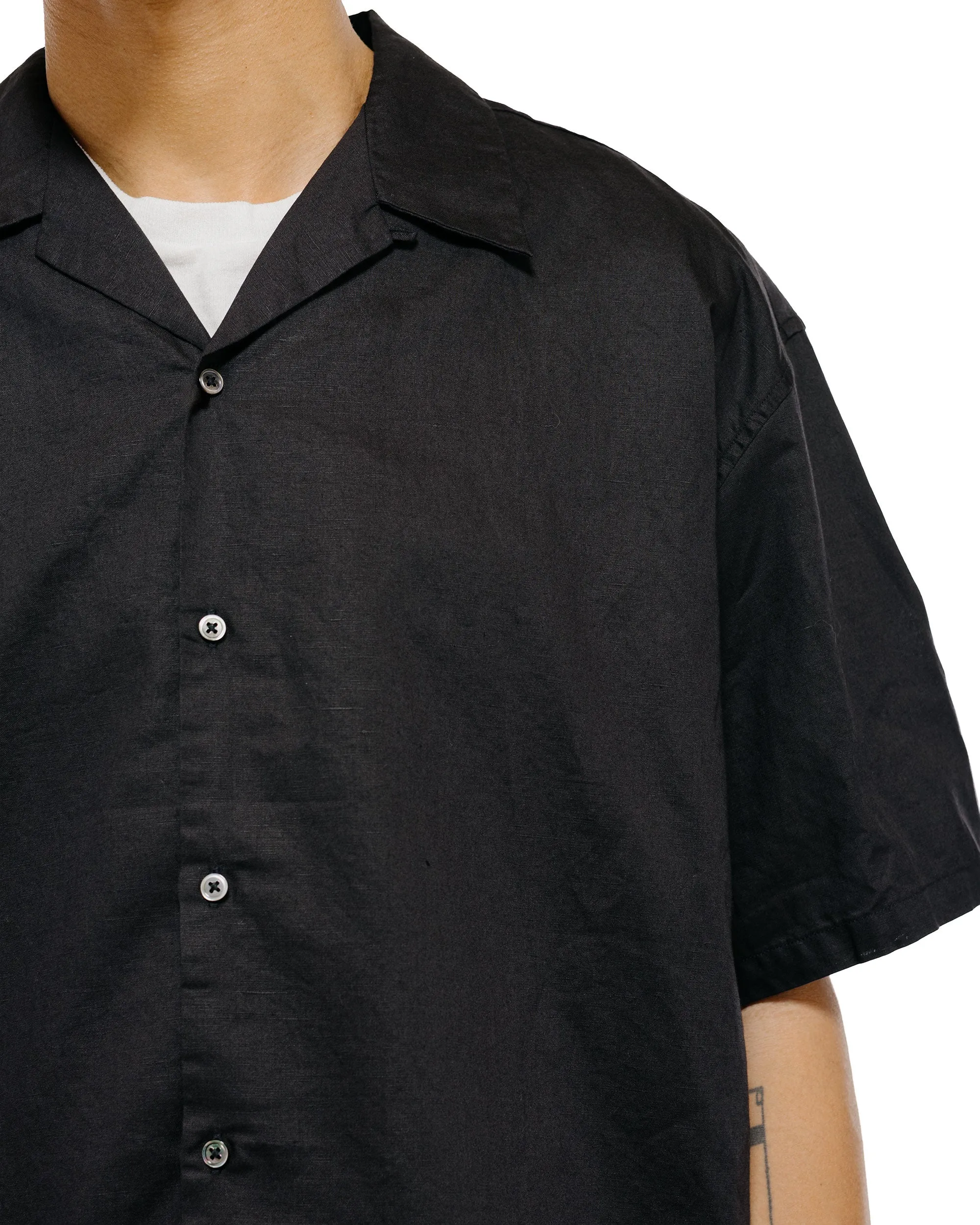 CIOTA Open Collar Short Sleeve Shirt Cotton/Linen Black sold by Lost & Found product image thumbnail 3