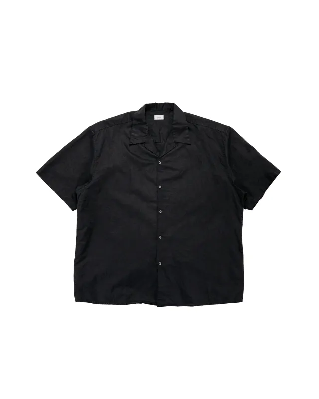 CIOTA Open Collar Short Sleeve Shirt Cotton/Linen Black made by Ciota