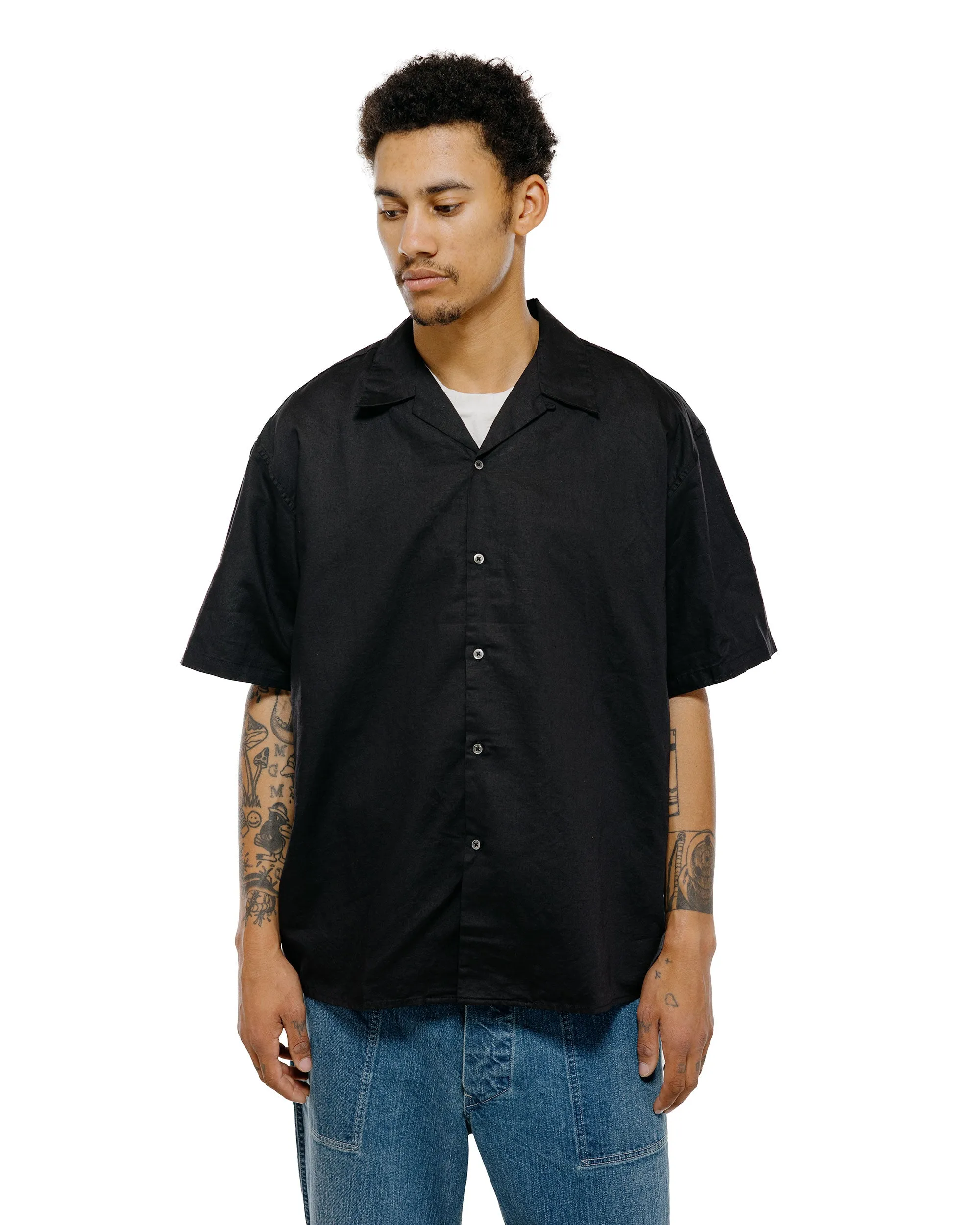 CIOTA Open Collar Short Sleeve Shirt Cotton/Linen Black sold by Lost & Found product image thumbnail 2