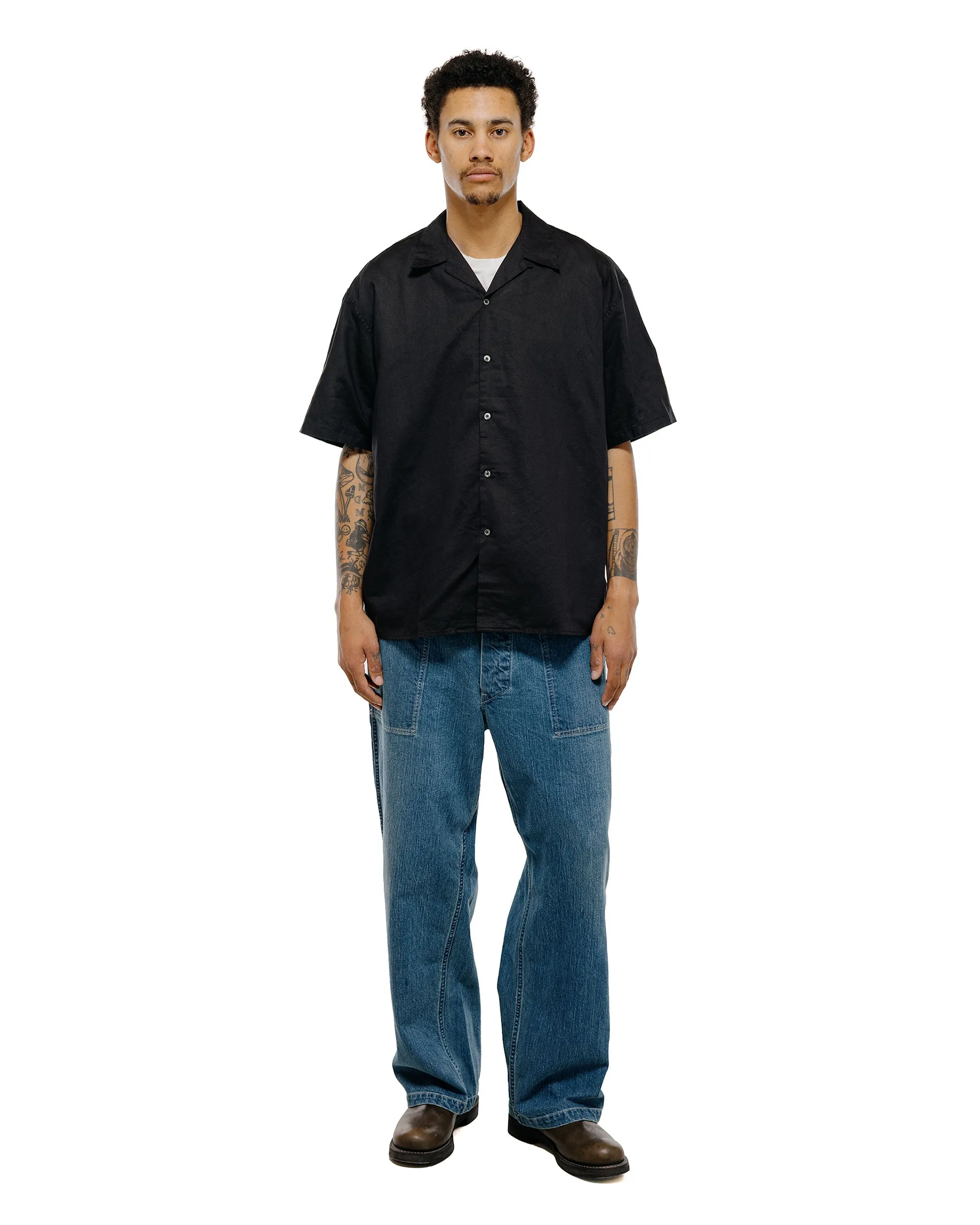 CIOTA Open Collar Short Sleeve Shirt Cotton/Linen Black sold by Lost & Found product image thumbnail 5