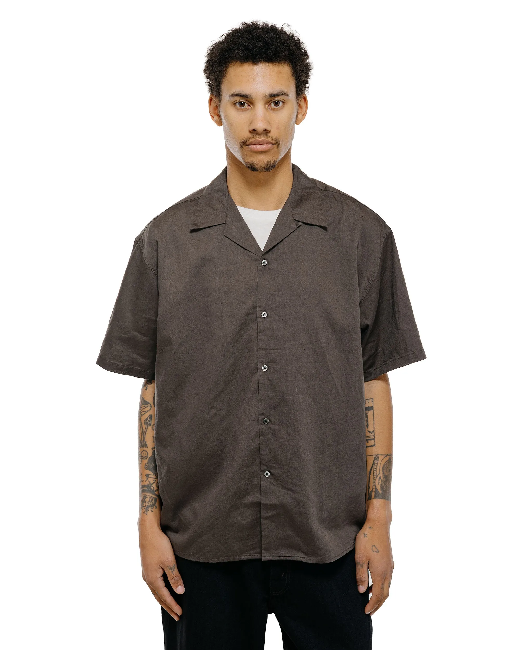 CIOTA Open Collar Short Sleeve Shirt Cotton/Linen Charcoal sold by Lost & Found product image thumbnail 2