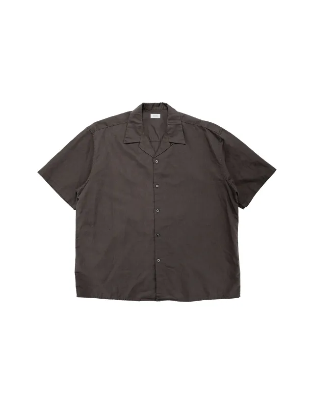 CIOTA Open Collar Short Sleeve Shirt Cotton/Linen Charcoal made by Ciota