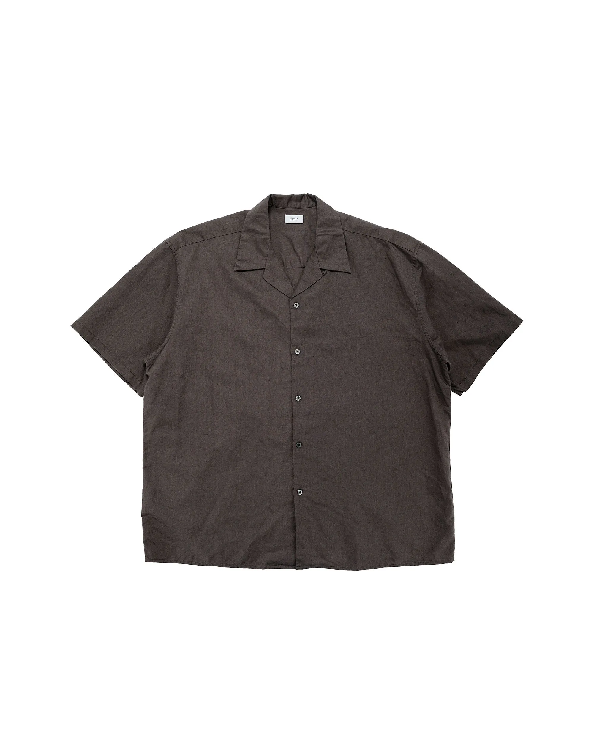 CIOTA Open Collar Short Sleeve Shirt Cotton/Linen Charcoal sold by Lost & Found