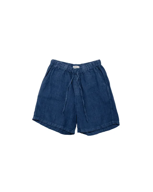 Bather Navy Linen Leisure Short made by Bather