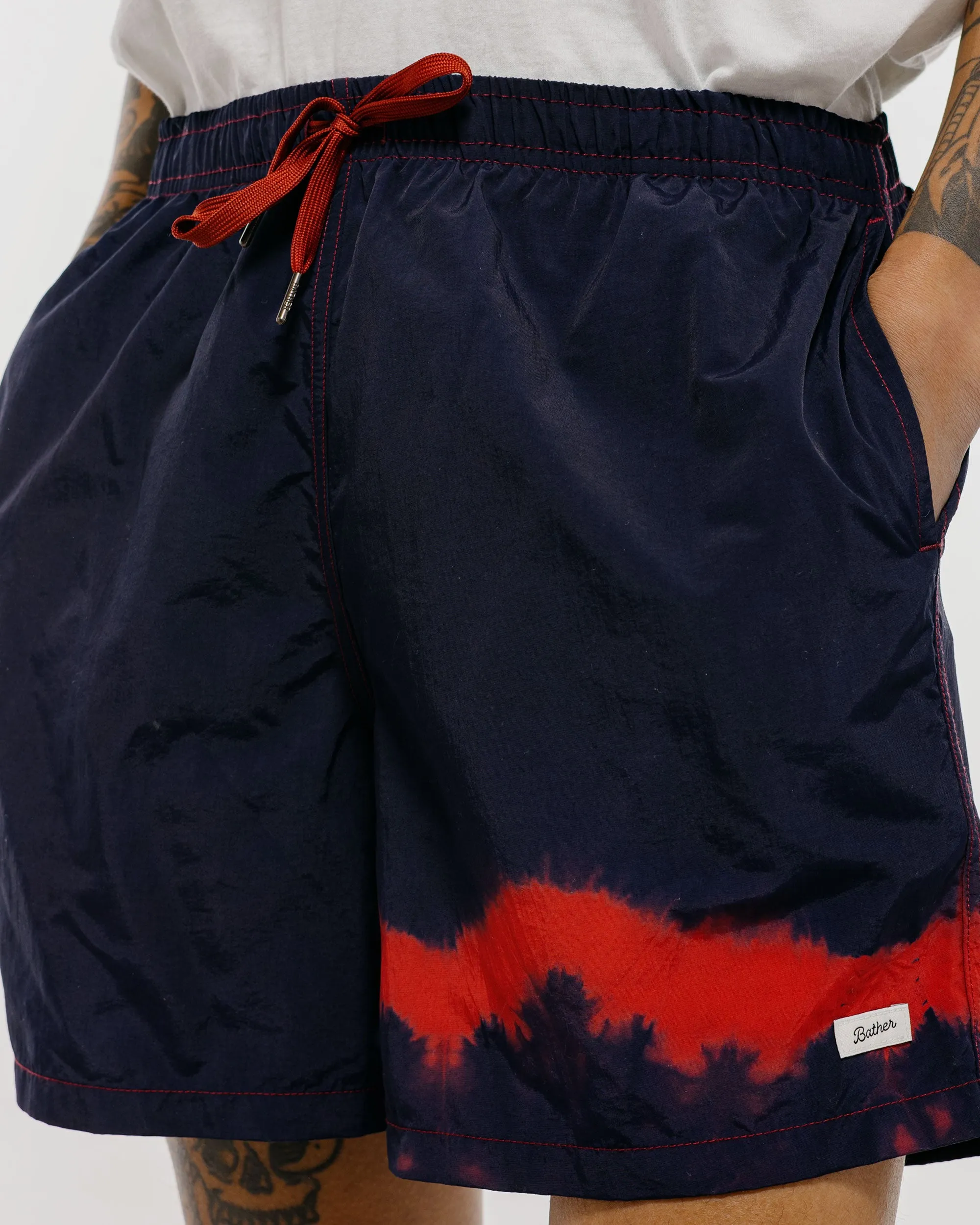 Bather Caeterpillar Over Dyed Indigo Red Swim Trunk sold by Lost & Found product image thumbnail 3