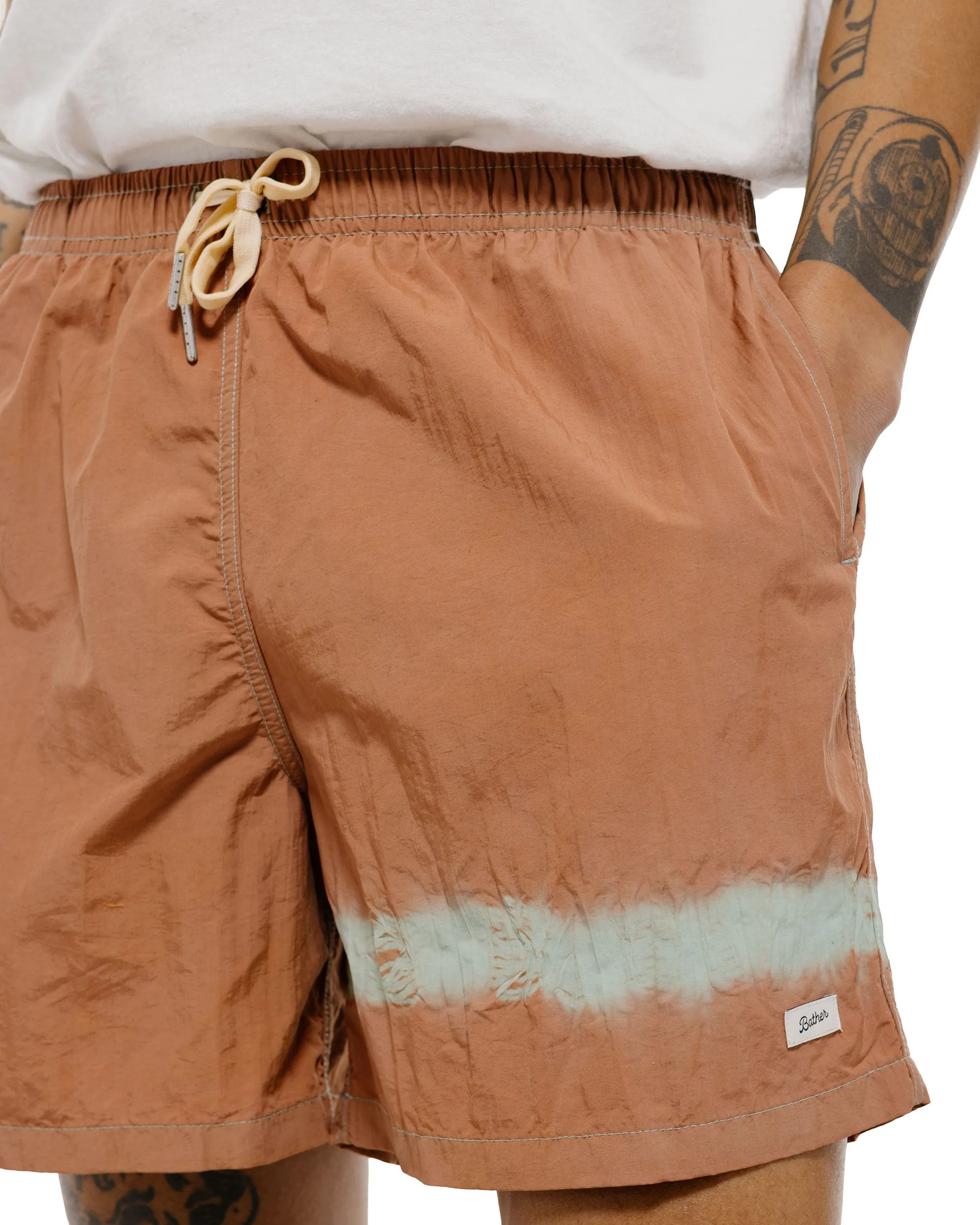 Bather Caeterpillar Over Dyed Madder Blue Swim Trunk sold by Lost & Found product image thumbnail 3