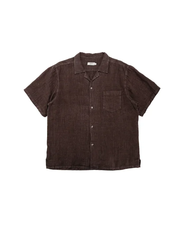 Bather Espresso Linen Camp Shirt made by Bather