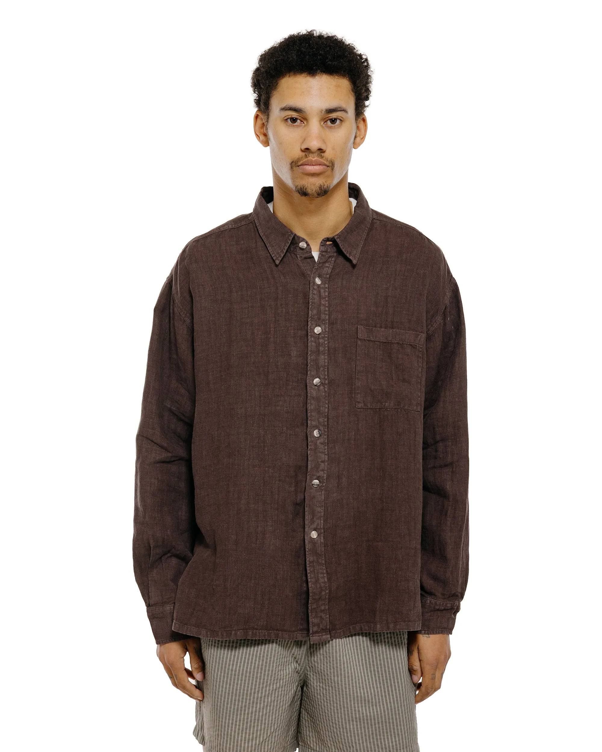 Bather Espresso Linen Leisure Shirt sold by Lost & Found product image thumbnail 2