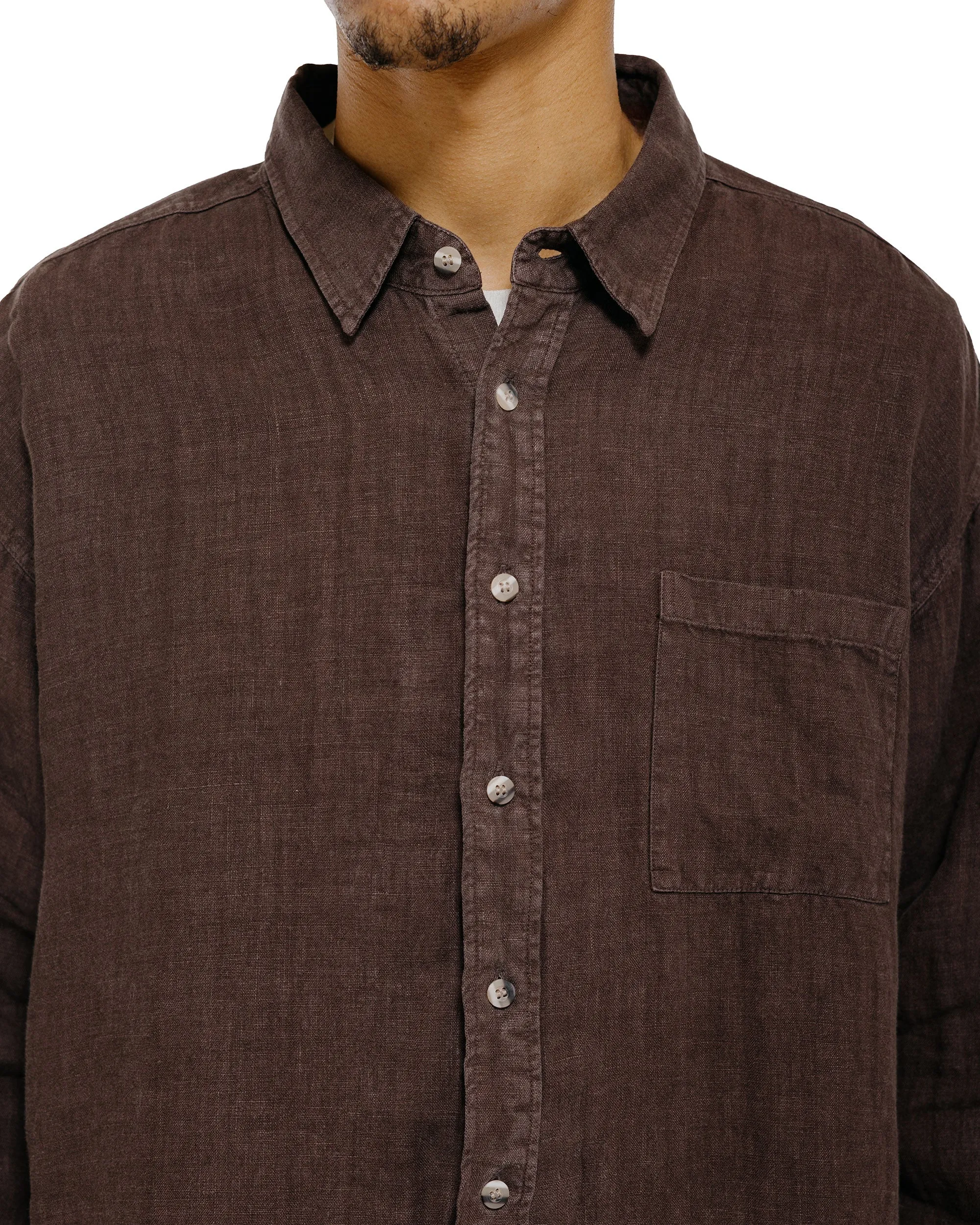 Bather Espresso Linen Leisure Shirt sold by Lost & Found product image thumbnail 3