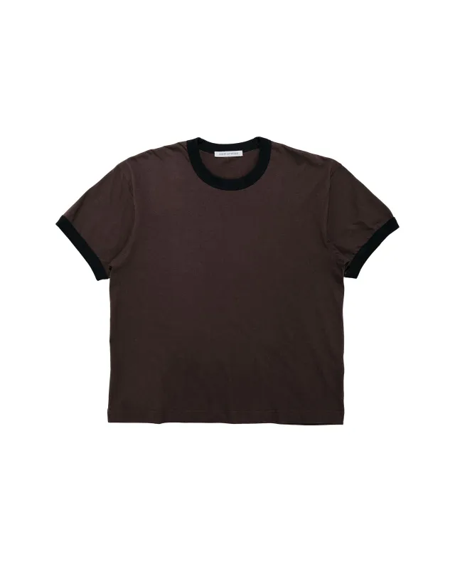 Body of Work Finch Ringer T-Shirt Combed Cotton Jersey Loam/Black Rib made by Body of Work