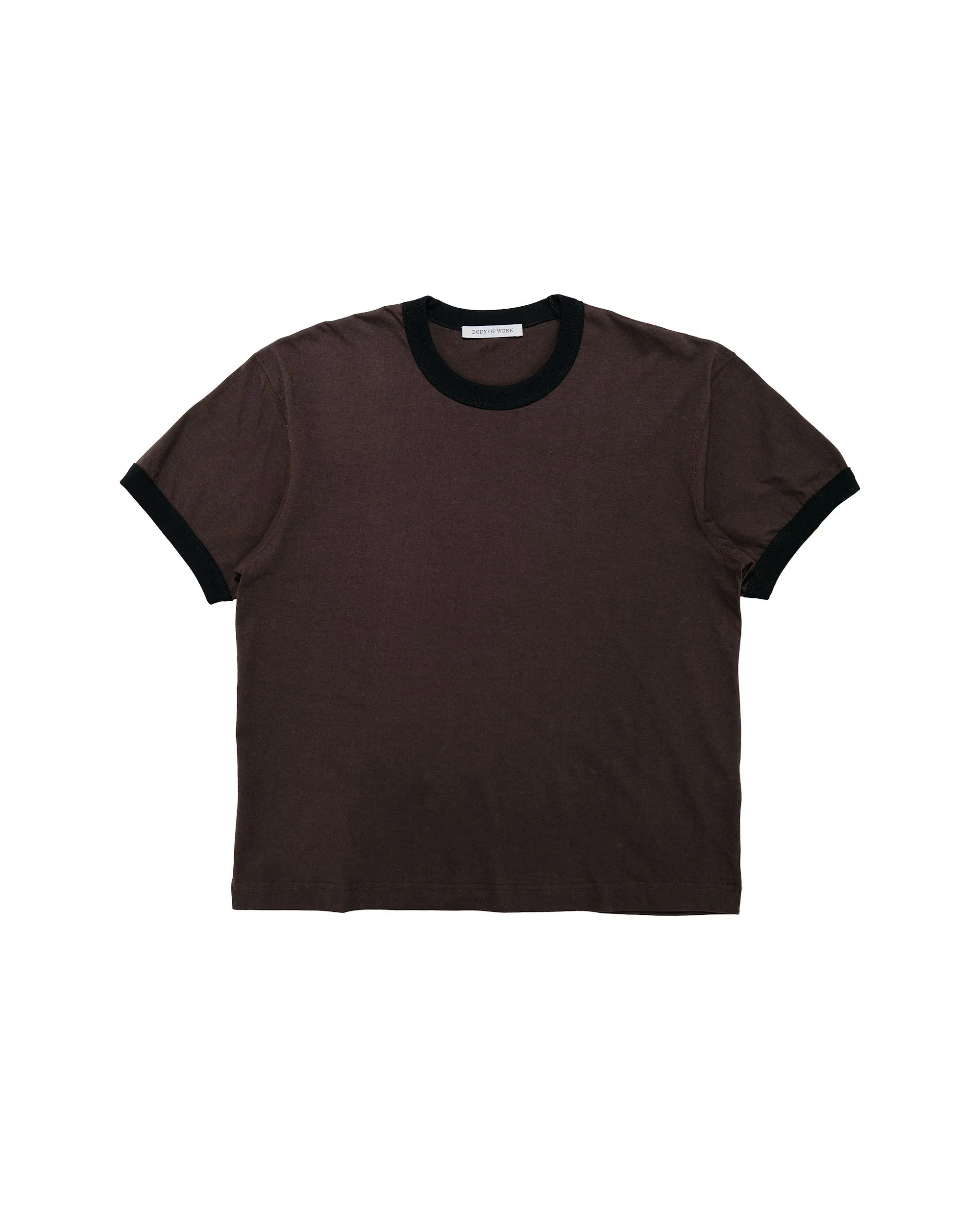 Body of Work Finch Ringer T-Shirt Combed Cotton Jersey Loam/Black Rib sold by Lost & Found