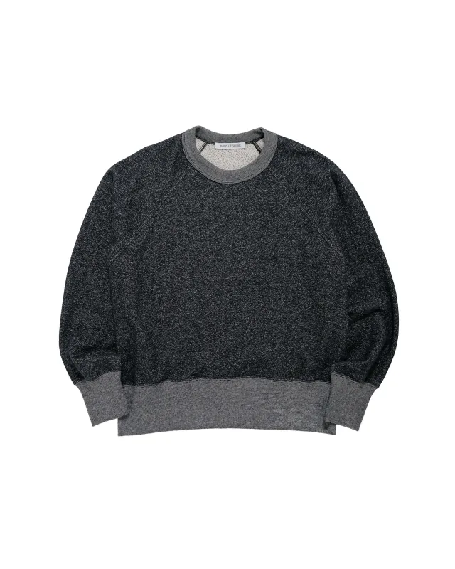 Body of Work Aster Raglan Sweatshirt Pebble Knit French Terry Black made by Body of Work